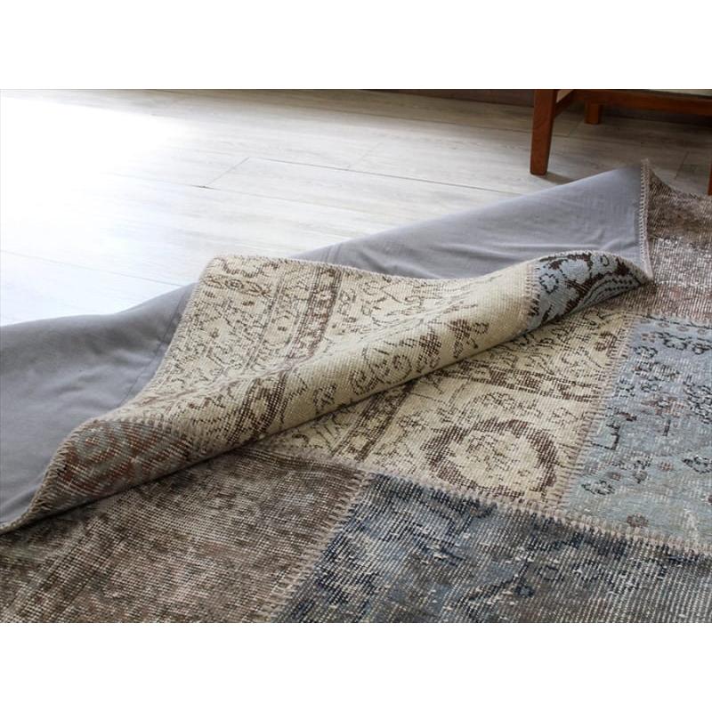 リサイクル・パッチワークラグ 303x200cm アイボリーベージュ・ペールブルー |  | 11