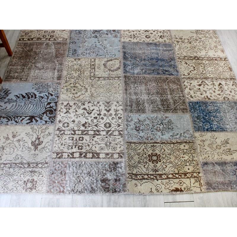 リサイクル・パッチワークラグ 303x200cm アイボリーベージュ・ペールブルー |  | 04