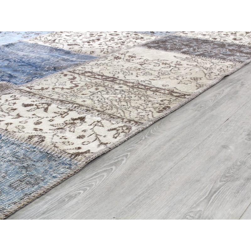 リサイクル・パッチワークラグ 303x200cm アイボリーベージュ・ペールブルー |  | 06