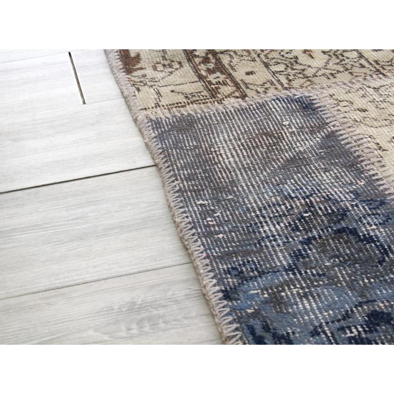 リサイクル・パッチワークラグ 303x200cm アイボリーベージュ・ペールブルー |  | 07