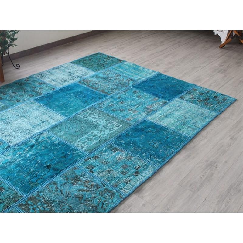 リサイクル・パッチワークラグ 243x171cm ブルーグリーン/カリヨラサイズ |  | 02