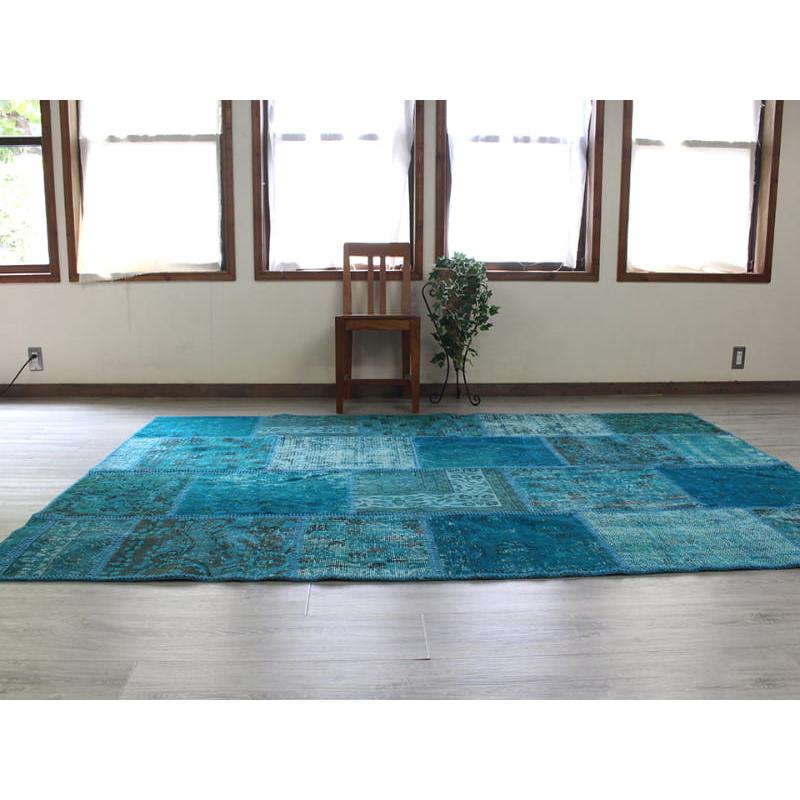 リサイクル・パッチワークラグ 243x171cm ブルーグリーン/カリヨラサイズ |  | 03