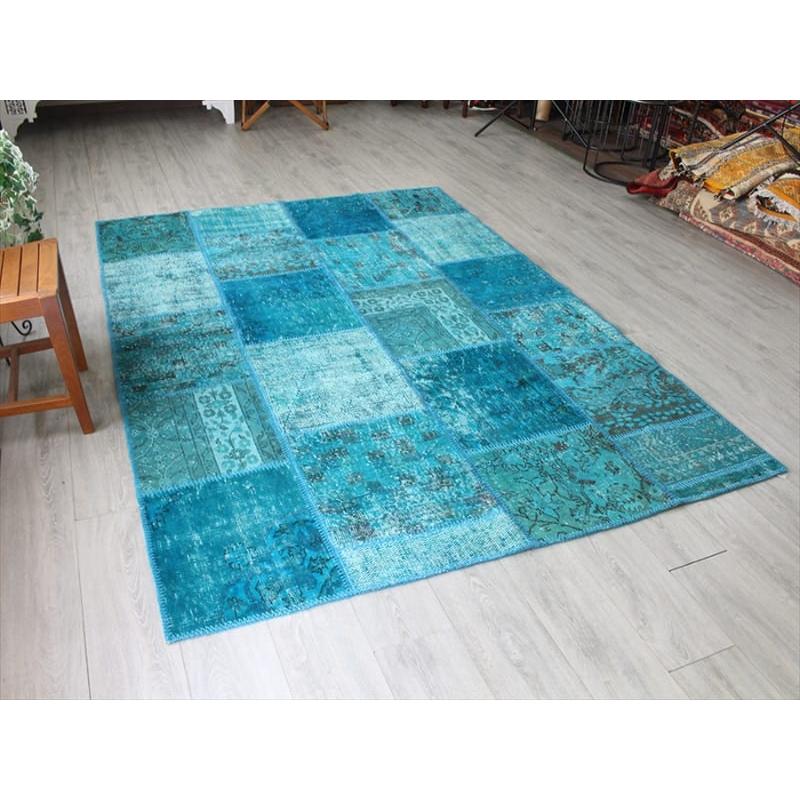 リサイクル・パッチワークラグ 243x171cm ブルーグリーン/カリヨラサイズ |  | 04