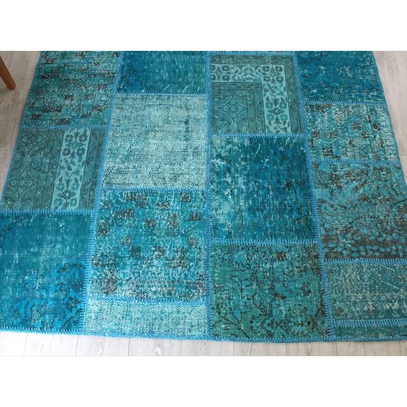 リサイクル・パッチワークラグ 243x171cm ブルーグリーン/カリヨラサイズ |  | 06