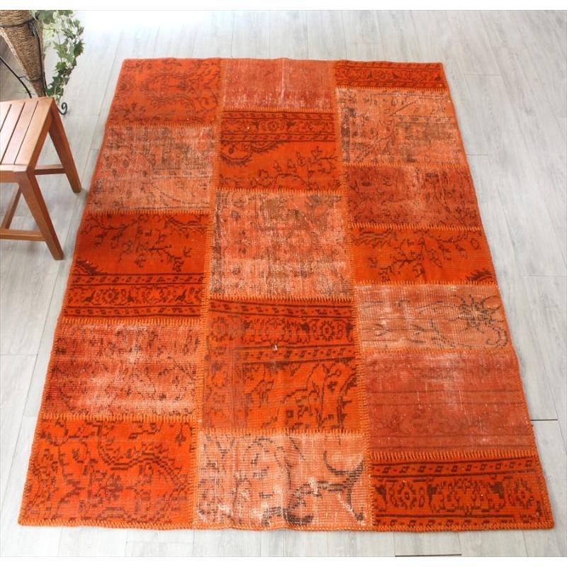 リサイクル・パッチワークラグ 222x152cm オレンジ/カリヨラサイズ | 