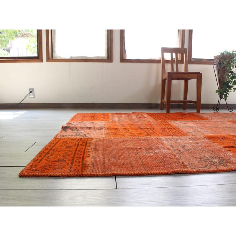 リサイクル・パッチワークラグ 222x152cm オレンジ/カリヨラサイズ |  | 11