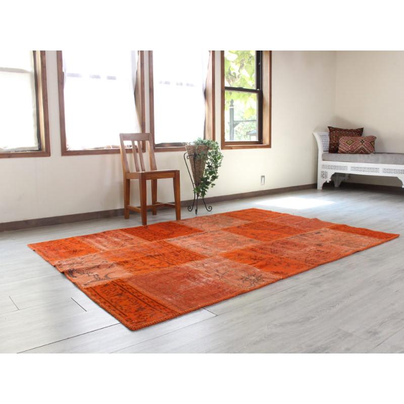 リサイクル・パッチワークラグ 222x152cm オレンジ/カリヨラサイズ |  | 01
