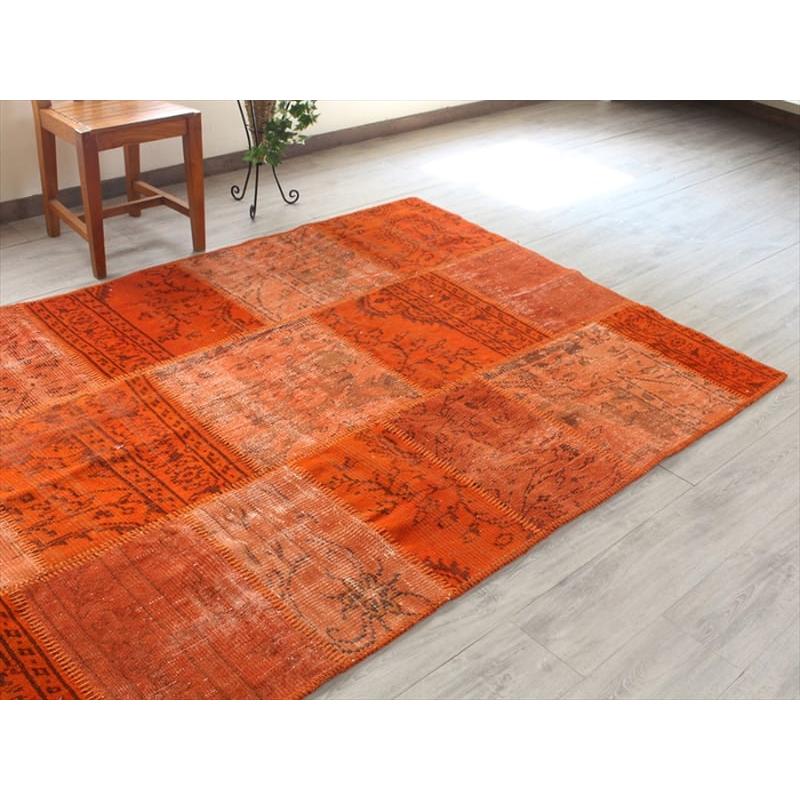 リサイクル・パッチワークラグ 222x152cm オレンジ/カリヨラサイズ |  | 02