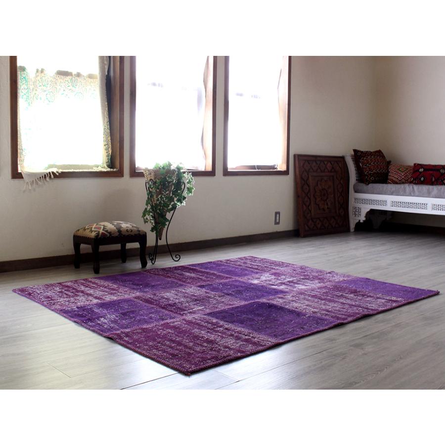 インド ラジャスターン 古布 パッチワーク ラグ ブルー Patchwork Rug 