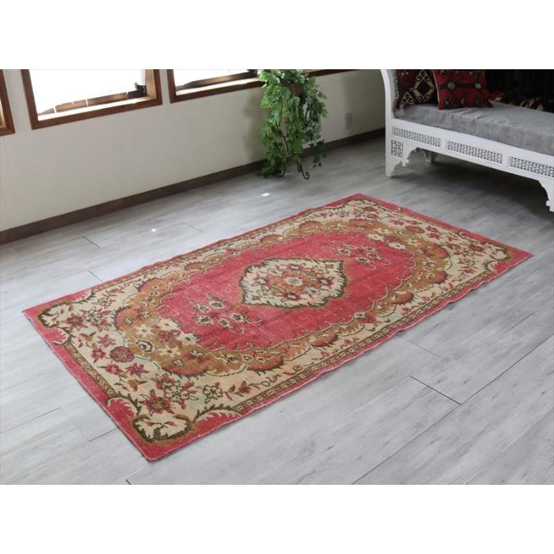 オーバーダイ（後染め）手織りトルコじゅうたん 223x123cm レッド/カリヨラ |  | 01