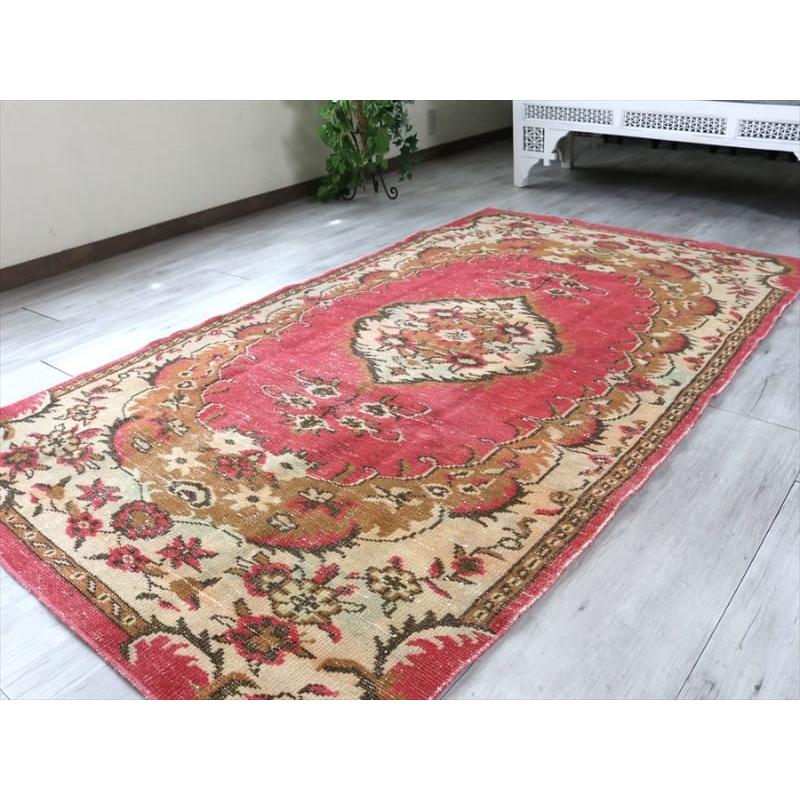 オーバーダイ（後染め）手織りトルコじゅうたん 223x123cm レッド/カリヨラ |  | 04