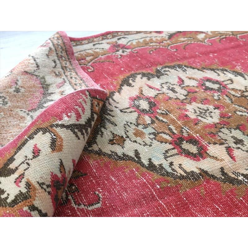 オーバーダイ（後染め）手織りトルコじゅうたん 223x123cm レッド/カリヨラ |  | 08