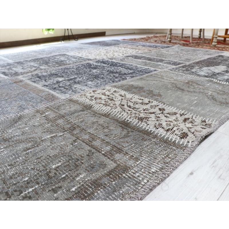 リサイクルパッチワークラグ　トルコ製・オーバーダイ 300x191cm グレー/ケッレ |  | 10