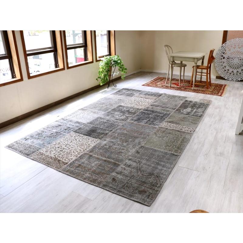 リサイクルパッチワークラグ　トルコ製・オーバーダイ 300x191cm グレー/ケッレ |  | 01