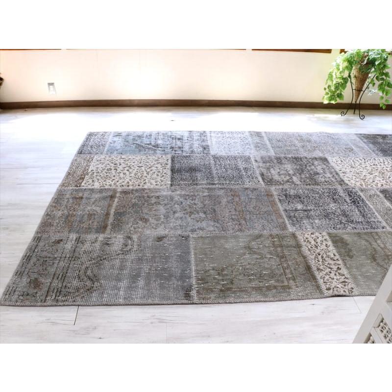 リサイクルパッチワークラグ　トルコ製・オーバーダイ 300x191cm グレー/ケッレ |  | 05