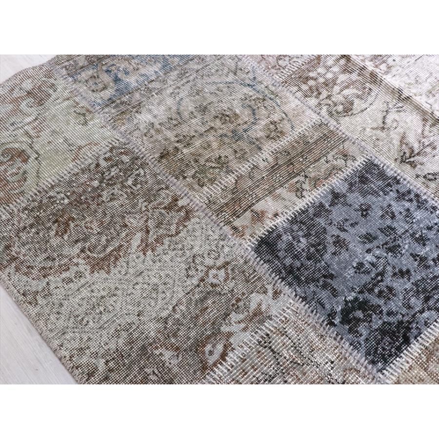 リサイクルパッチワークラグ トルコ製 オーバーダイ 300x203cm グレー