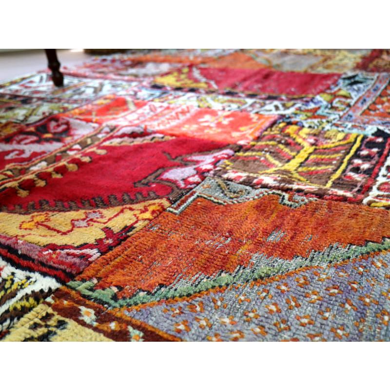 パッチワークラグ トルコ手織り絨毯 216x120cm アナトリアの