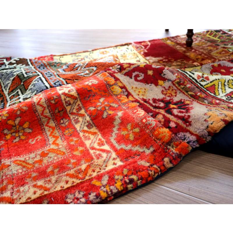 ヴィンテージトライバルラグ 149×200 パッチワーク民族柄手織りカーペット