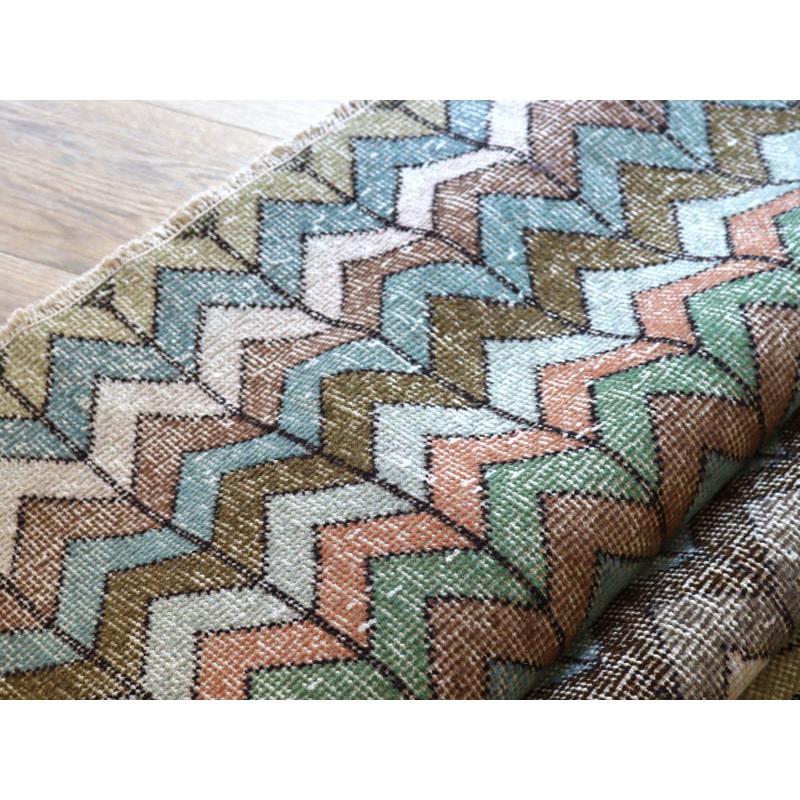 オーバーダイド ヴィンテージラグ ジグザグのデザイン 228x126cm トルコ手織り絨毯 アップサイクル |  | 10