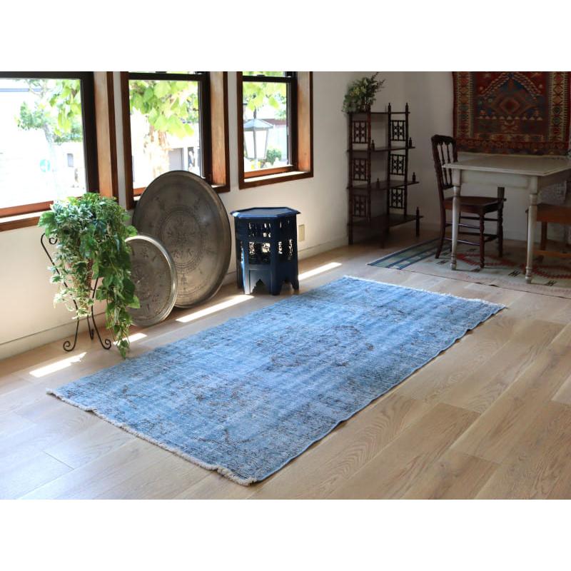 オーバーダイド ヴィンテージラグ ライトブルー 220x110cm トルコ手織り絨毯 アップサイクル |  | 01
