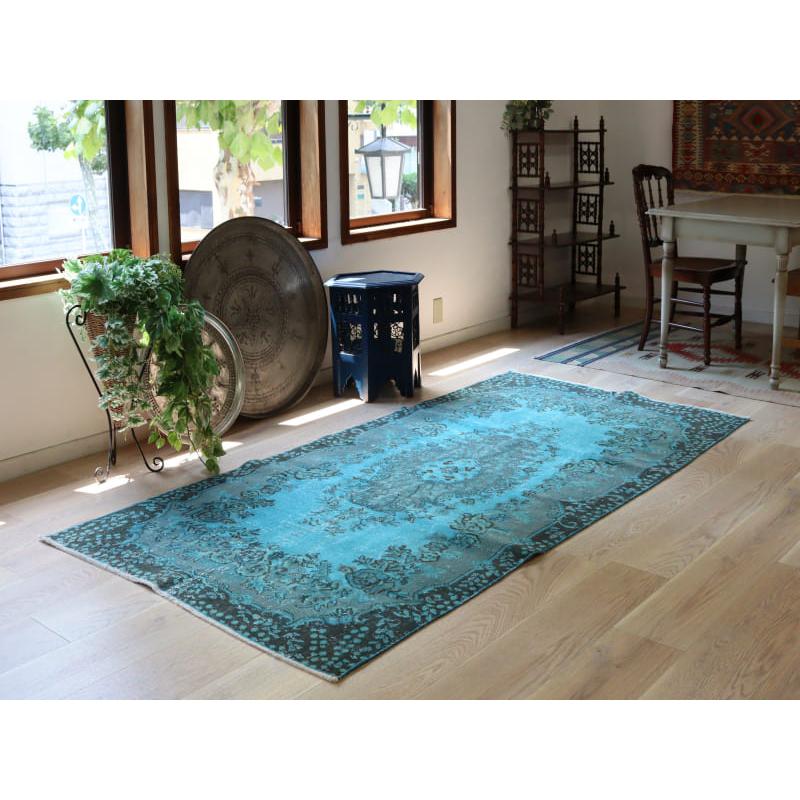 オーバーダイド ヴィンテージラグ ターコイズ 230x115cm トルコ手織り絨毯 アップサイクル |  | 01