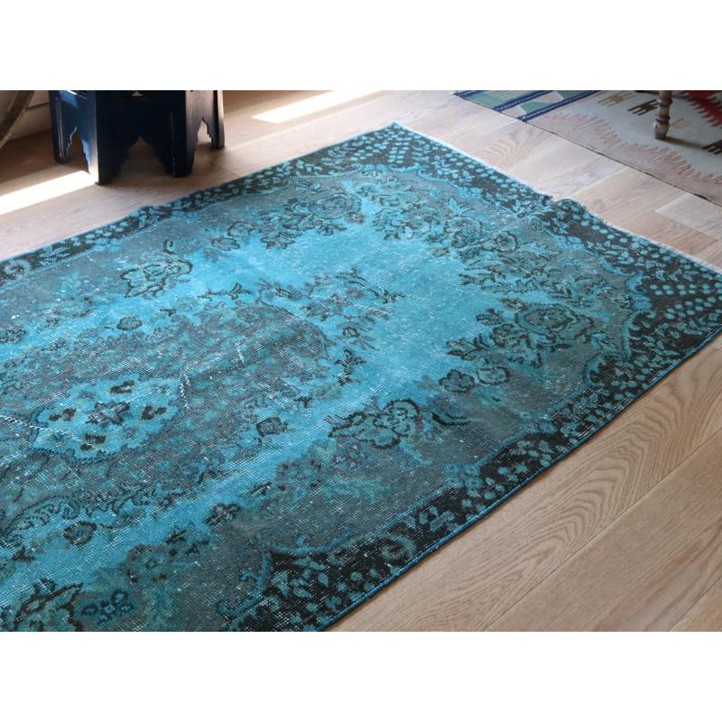 オーバーダイド ヴィンテージラグ ターコイズ 230x115cm トルコ手織り絨毯 アップサイクル |  | 02
