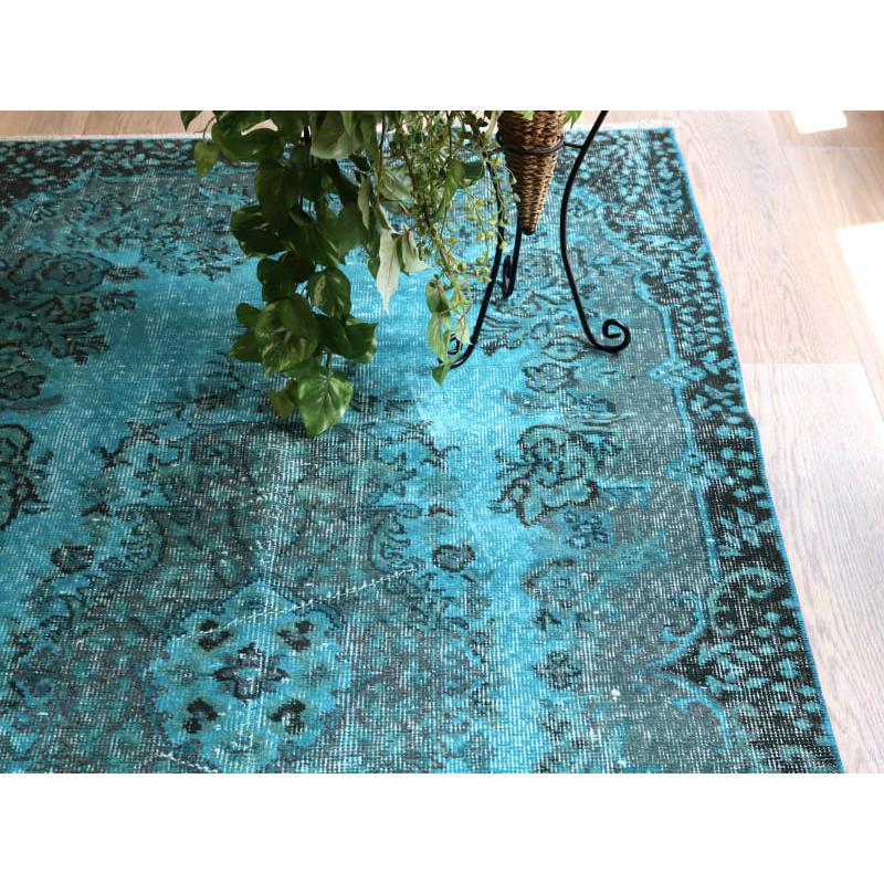 オーバーダイド ヴィンテージラグ ターコイズ 230x115cm トルコ手織り絨毯 アップサイクル |  | 05