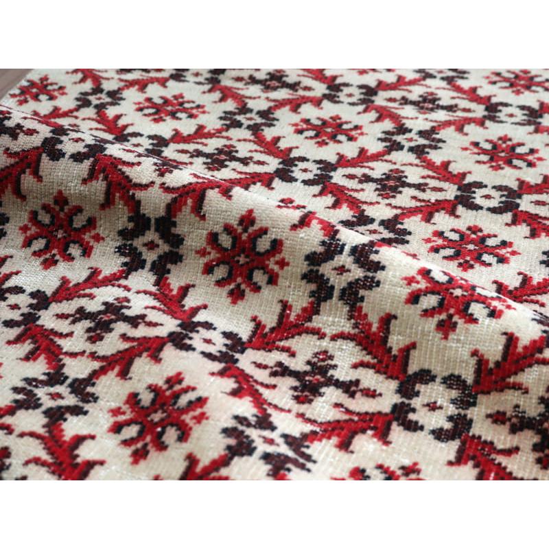 オーバーダイド ヴィンテージラグ ベージュ&レッド 135x116cm トルコ手織り絨毯 アップサイクル | ブランド登録なし | 05