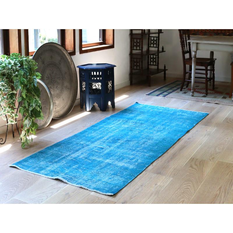 オーバーダイド ヴィンテージラグ ライトブルー 208x85cm トルコ手織り絨毯 アップサイクル |  | 01