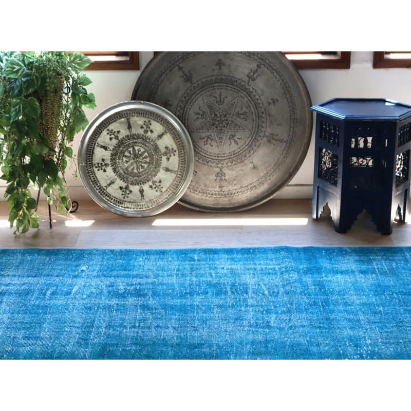 オーバーダイド ヴィンテージラグ ライトブルー 208x85cm トルコ手織り絨毯 アップサイクル |  | 02