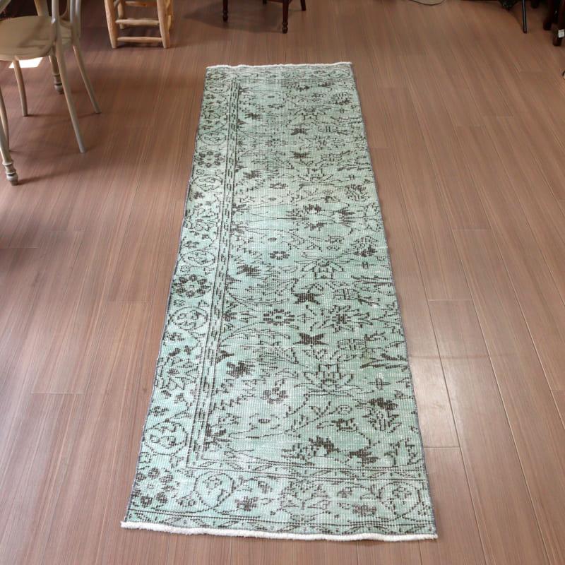 オーバーダイド ヴィンテージラグ ライトブルー 270x76cm トルコ手織り絨毯 アップサイクル | ブランド登録なし