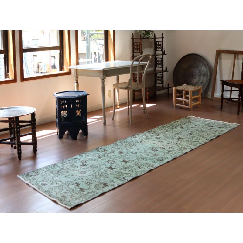 オーバーダイド ヴィンテージラグ ライトブルー 270x76cm トルコ手織り絨毯 アップサイクル | ブランド登録なし | 01