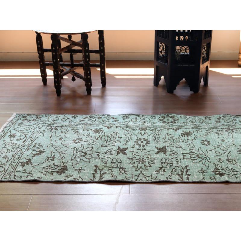 オーバーダイド ヴィンテージラグ ライトブルー 270x76cm トルコ手織り絨毯 アップサイクル | ブランド登録なし | 03