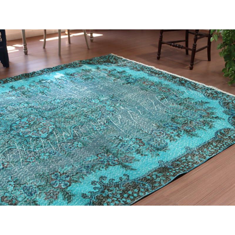オーバーダイド ヴィンテージラグ ターコイズブルー 265x175cm トルコ