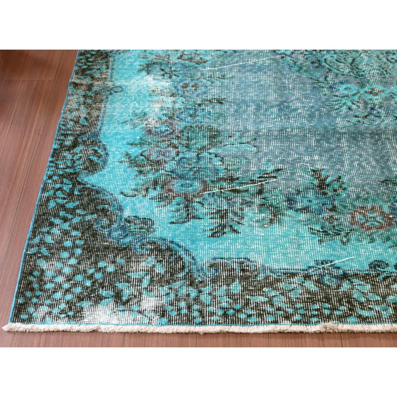 オーバーダイド ヴィンテージラグ ターコイズブルー 265x175cm トルコ