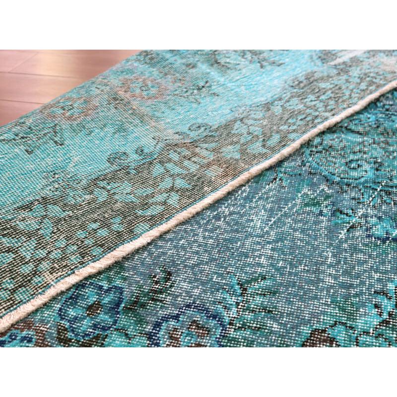 オーバーダイド ヴィンテージラグ ターコイズブルー 265x175cm トルコ