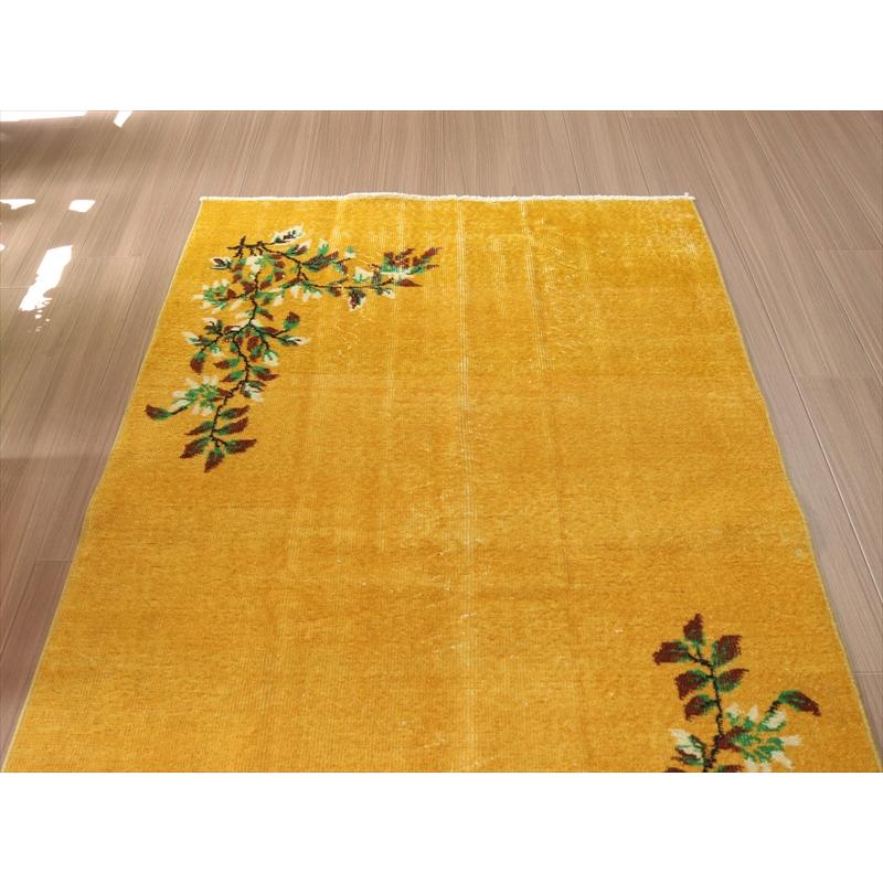 ヴィンテージ オーバーダイドラグ マスタードイエロー トルコ手織り