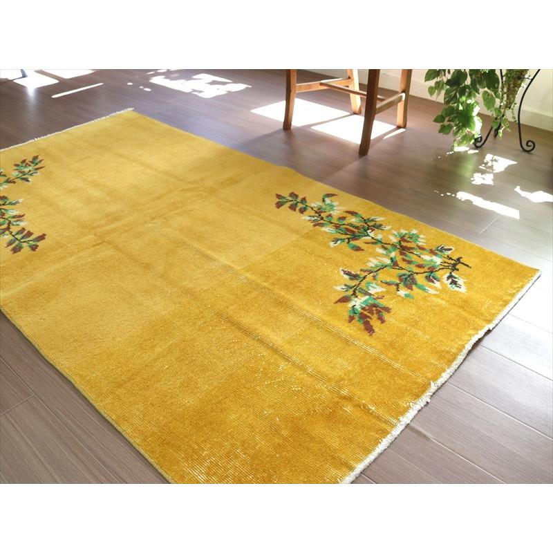 ヴィンテージ オーバーダイドラグ マスタードイエロー トルコ手織り