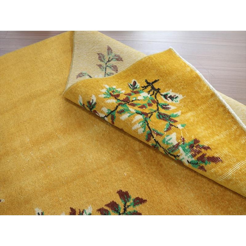 ヴィンテージ オーバーダイドラグ マスタードイエロー トルコ手織り