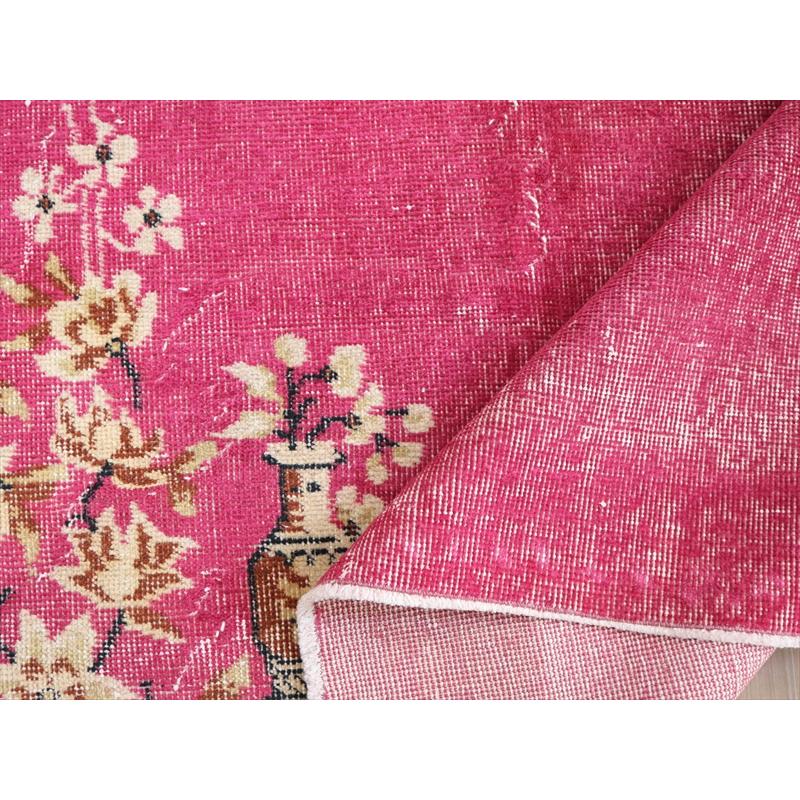 ヴィンテージ　オーバーダイドラグ　ピンク トルコ手織り絨毯　アップサイクル | ブランド登録なし | 08