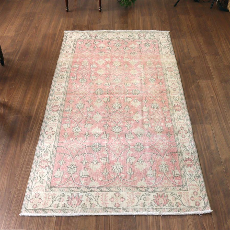 オールドラグ ヴィンテージウォッシュ 210x113cm ウスパルタ 連なる花 レッド | 