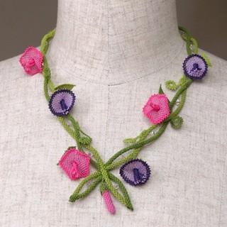 イーネ オヤ刺繍針で作る繊細なレースネックレス/アサガオの花 | ブランド登録なし | 01