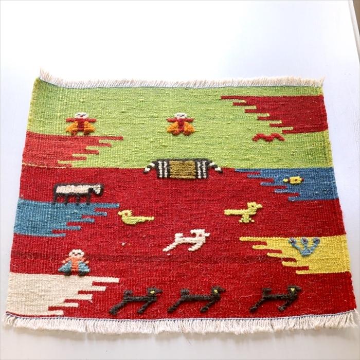 ギャッベキリム　テーブルサイズ 41x48cm カシュカイ族 風景のキリム | ブランド登録なし