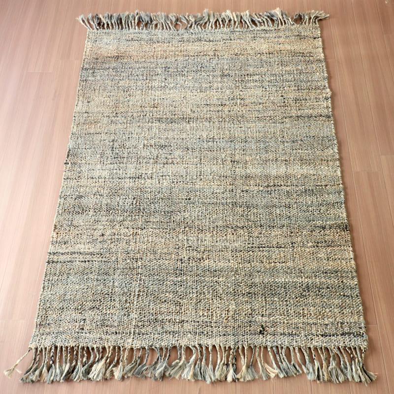 ジュートラグ 手織り 天然繊維 麻 200x140cm グレー