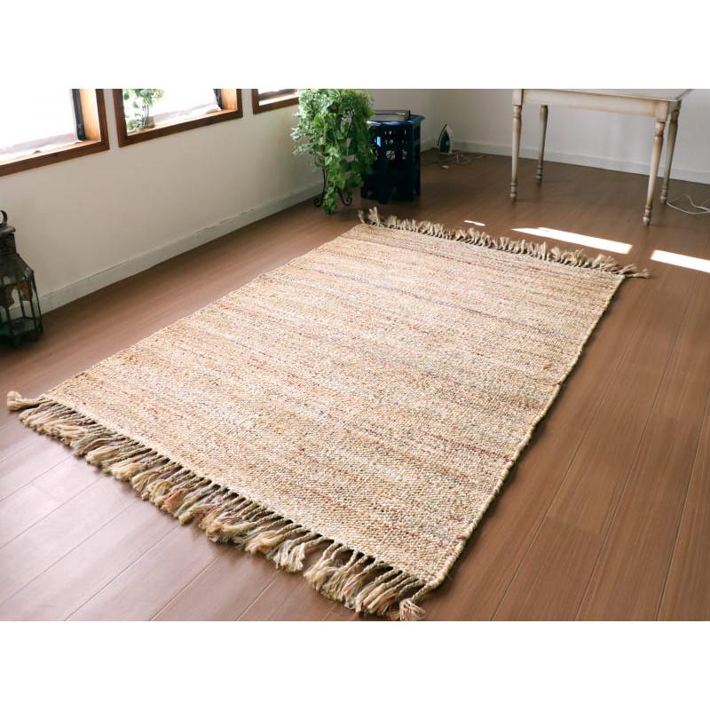 ジュートラグ 手織り　天然繊維　麻　 200x140cm ナチュラルベージュ | ブランド登録なし | 01