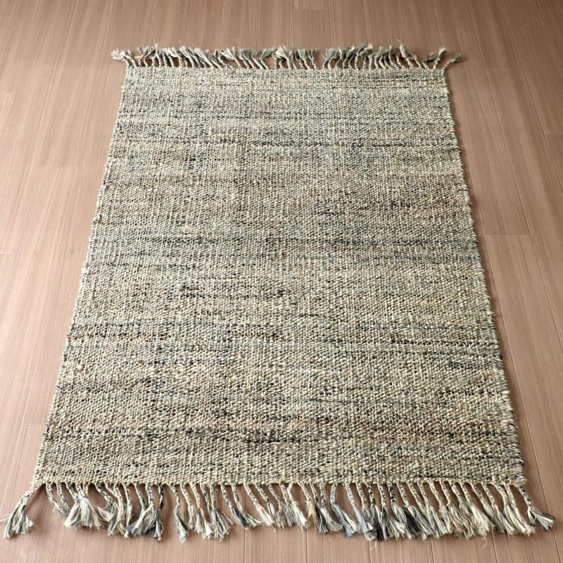 ジュートラグ 手織り　天然繊維　麻　 170x120cm グレー | ブランド登録なし