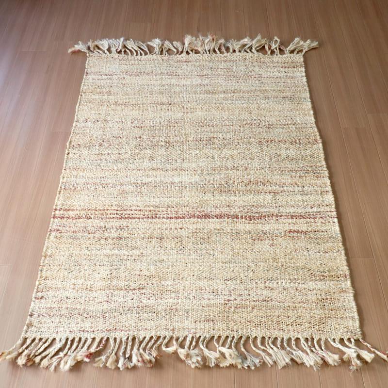 ジュートラグ 手織り　天然繊維　麻　 170x120cm ナチュラルベージュ | ブランド登録なし