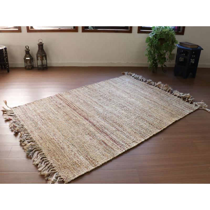 ジュートラグ 手織り　天然繊維　麻　 170x120cm ナチュラルベージュ | ブランド登録なし | 01
