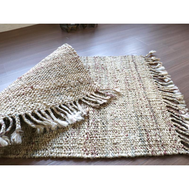 ジュートラグ 手織り　天然繊維　麻　 90x60cm ナチュラルベージュ | ブランド登録なし | 04