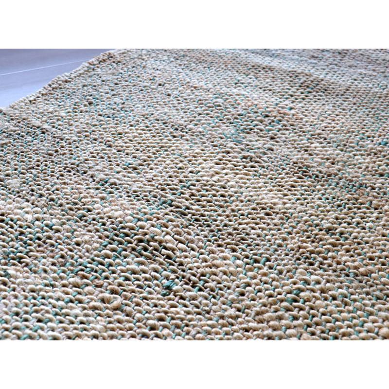 ジュートラグ 手織り 天然繊維 麻 170x120cm ベージュxグレーx